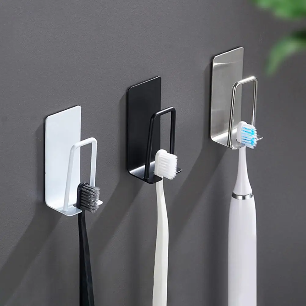 Soporte para cepillos de dientes, estante de acero inoxidable montado en la pared, colgante para baño, almacenamiento eléctrico de viaje, seguro en seco, resistente al agua, 2 uds.