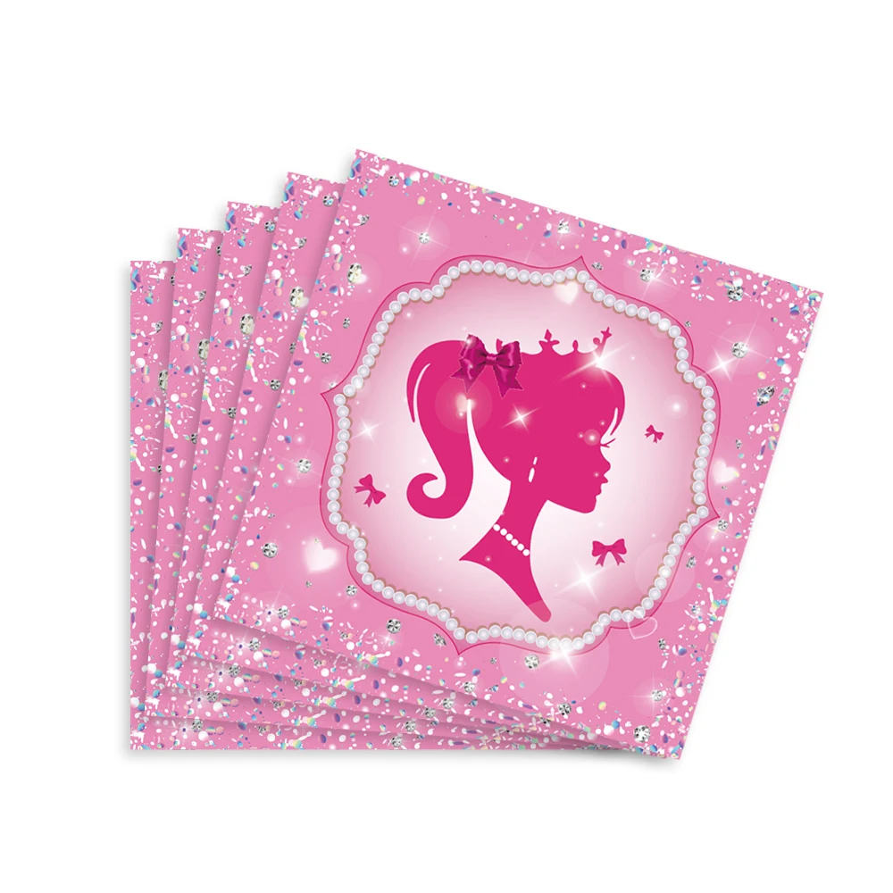 Barbie Party Geschirr Rosa Prinzessin Cartoon Mädchen Geburtstag Party Dekoration Teller Tasse Servietten Luftballons Baby Dusche Liefert