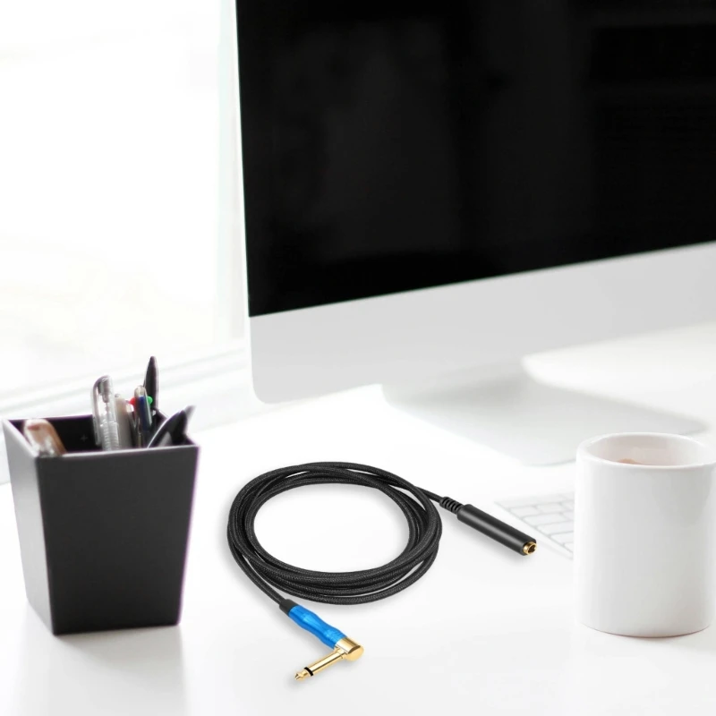 QX2B 6,35 mm 1/4 pulgadas a 6,35 mm Cable adaptador micrófonos 90° 6,35 mm Cable convertidor