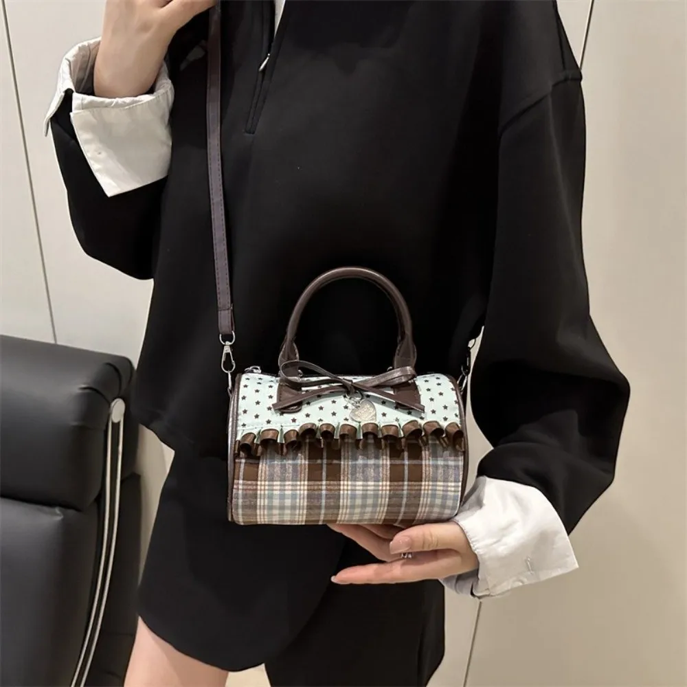 

Сумка-подушка через плечо Sweet Bow в винтажном стиле, универсальная женская сумка в клетку, легкая портативная женская сумка-клатч, подарок для девушек