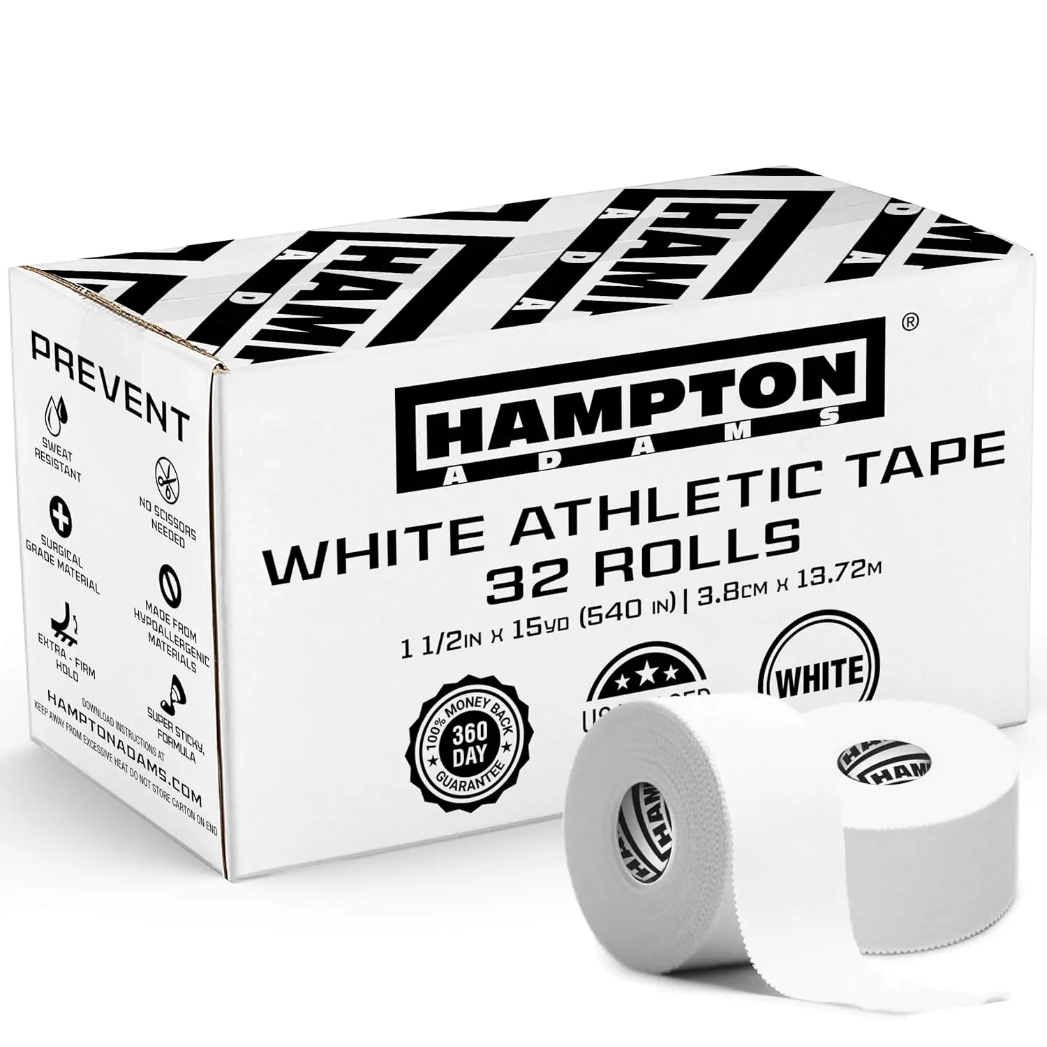 

(32 Pack White Bulk Athletic Tape - 1.5" x 45 feet Per Roll - NO Sticky Residue & Easy to Tear - Perfect for Sports Athl Coderas