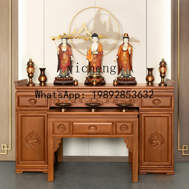 Household Solid Wood Table Tablet Buddhist Hall Buddha Table Zhongtang Shentai