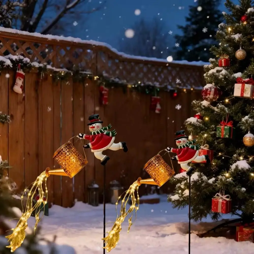 じょうろ型ソーラースノーマンライト耐候性ソーラー式クリスマスパティオデコレーション通路照明