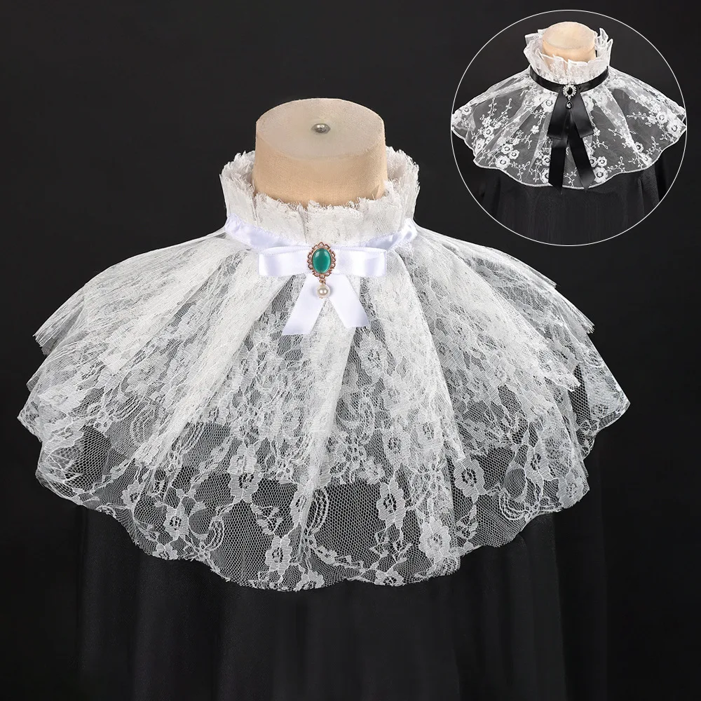 Jabot de encaje con volantes desmontable para hombre y mujer, Collar falso victoriano Vintage, Cosplay exótico, Gargantilla de cuello falso, ropa para discoteca, Collar Steampunk