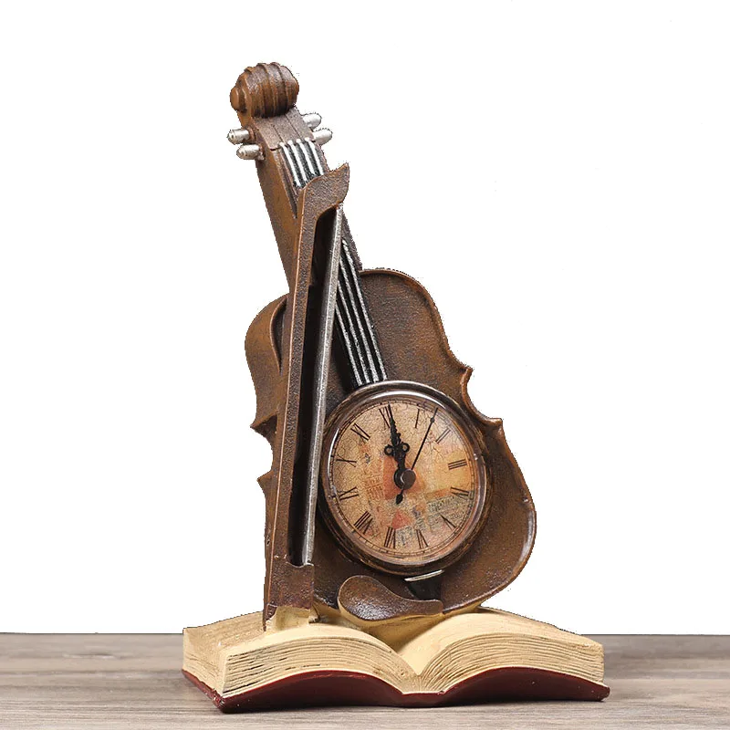 

Creative home living room TV cabinet books violin clock ornaments office desktop decor Office Retro Creative Model Ornaments