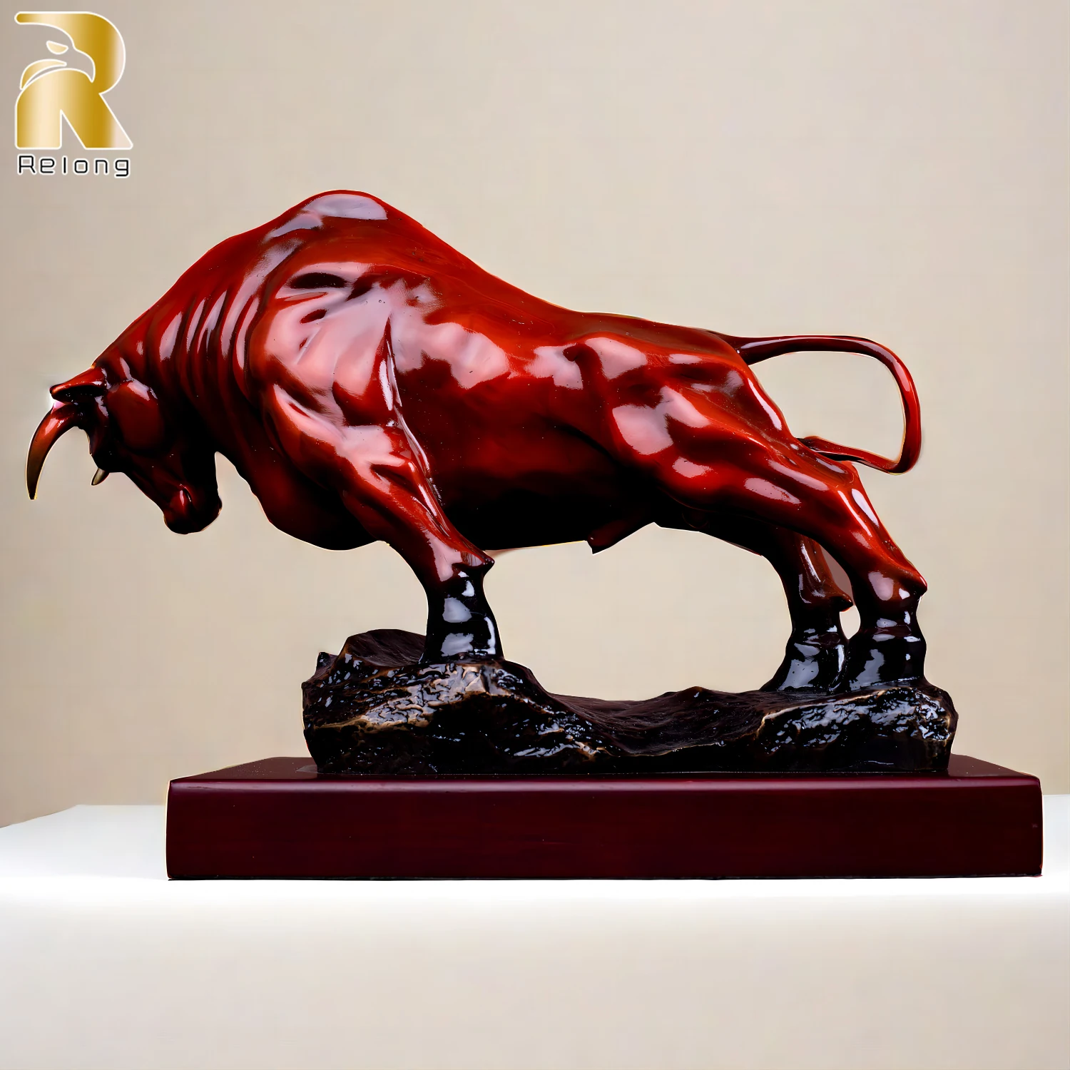 Bronze Wall Street Cattle Sculpture Bull OX Bronze Statue Exquisite Crafts Mascot Ornament Home Office Decoration Business Gift