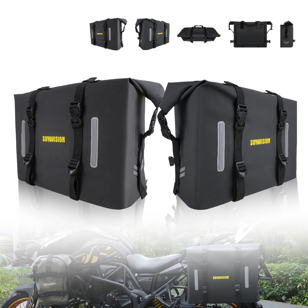 

2 pieces 60L Motorcycle Tail Bag Travel Outdoor Dry Luggage side Bag Motorcycle Rear Seat Bag