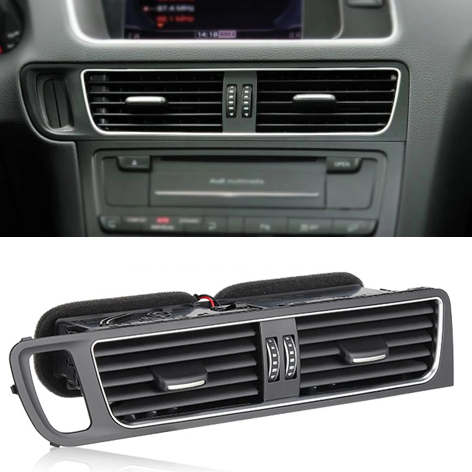 Car Center Dashboard A/C Air Vent Assembly For Audi Q5 2009-2018 LHD 8R1820951G Dash Board Panel Conditioning Fresh Grille Assy