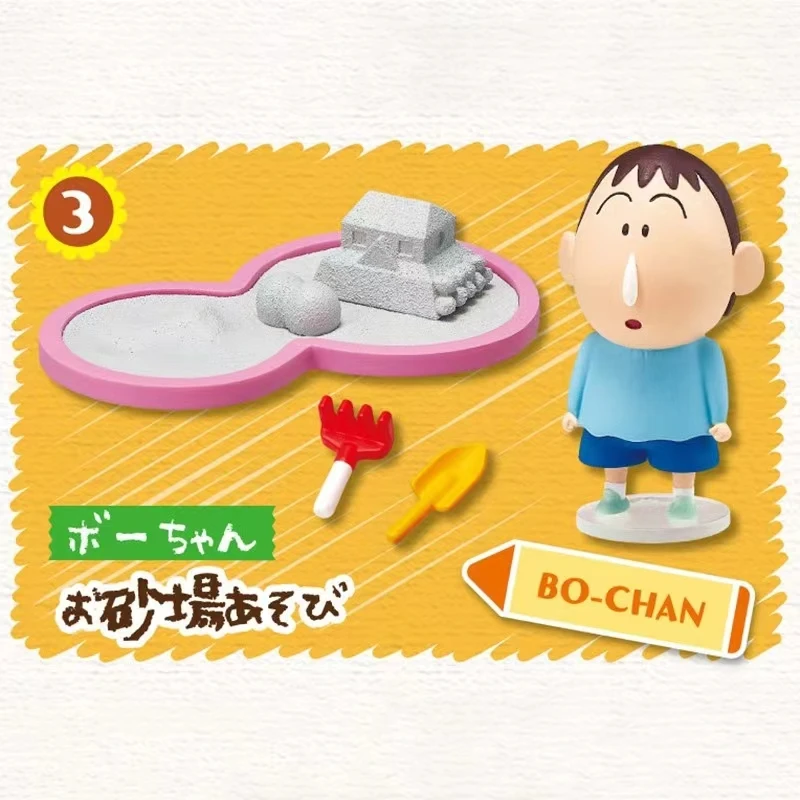 REMENT Capsule Toys Benvenuti alla scuola materna Shin-chan's con compagni di classe Tavolo da disegno con diapositive Sabbia Scena in miniatura Scatola cieca