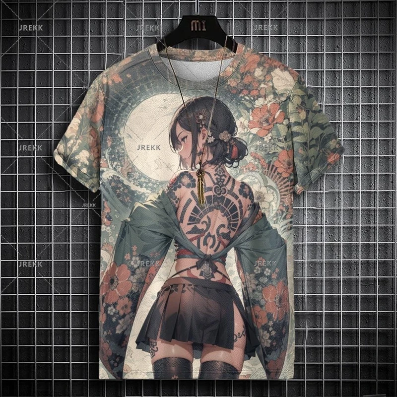 

Anime T-shirts For Men Clothing Retro Female Character Prints Short Sleeve O Neck T Shirts Harajuku Street 2025 Fashion Tee Top