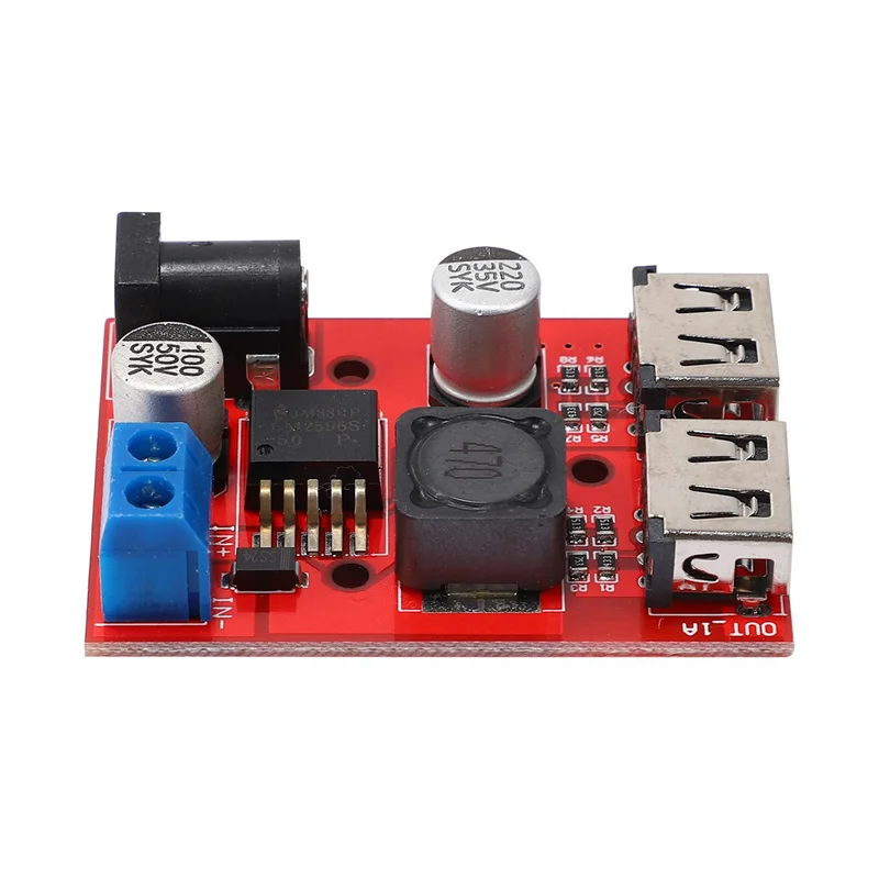 2X LM2596S Dual USB DC-DC 9V 12V 24V 36V To 5V 3A Step Down Buck Converter Board Charger Solar Power Supply Module