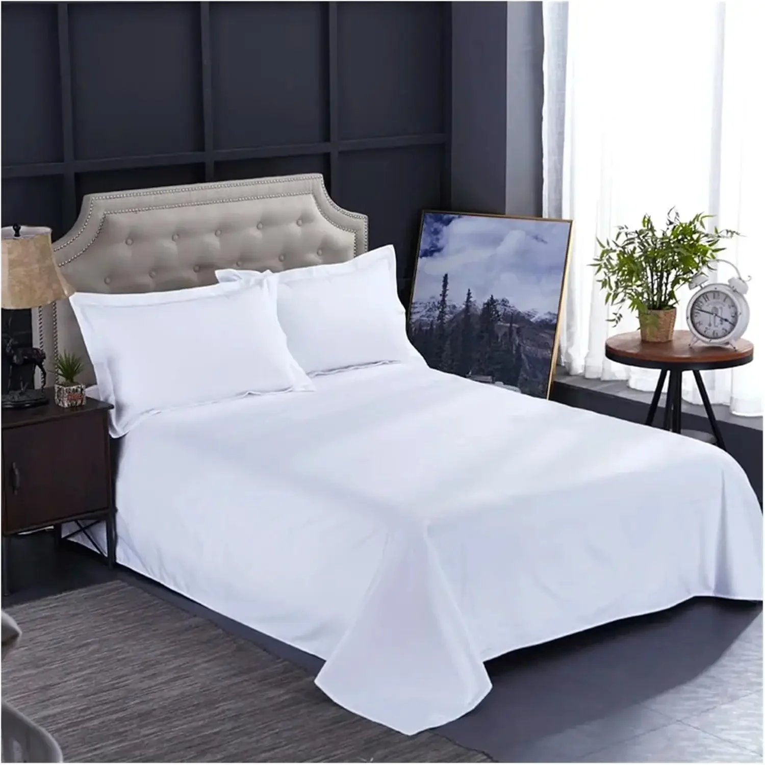 Premium Cotton Hotel White Bedding Set Luxury Queen King California US Size Duvet Cover Bed Sheet Fitted sheet Pillowcases,Summe
