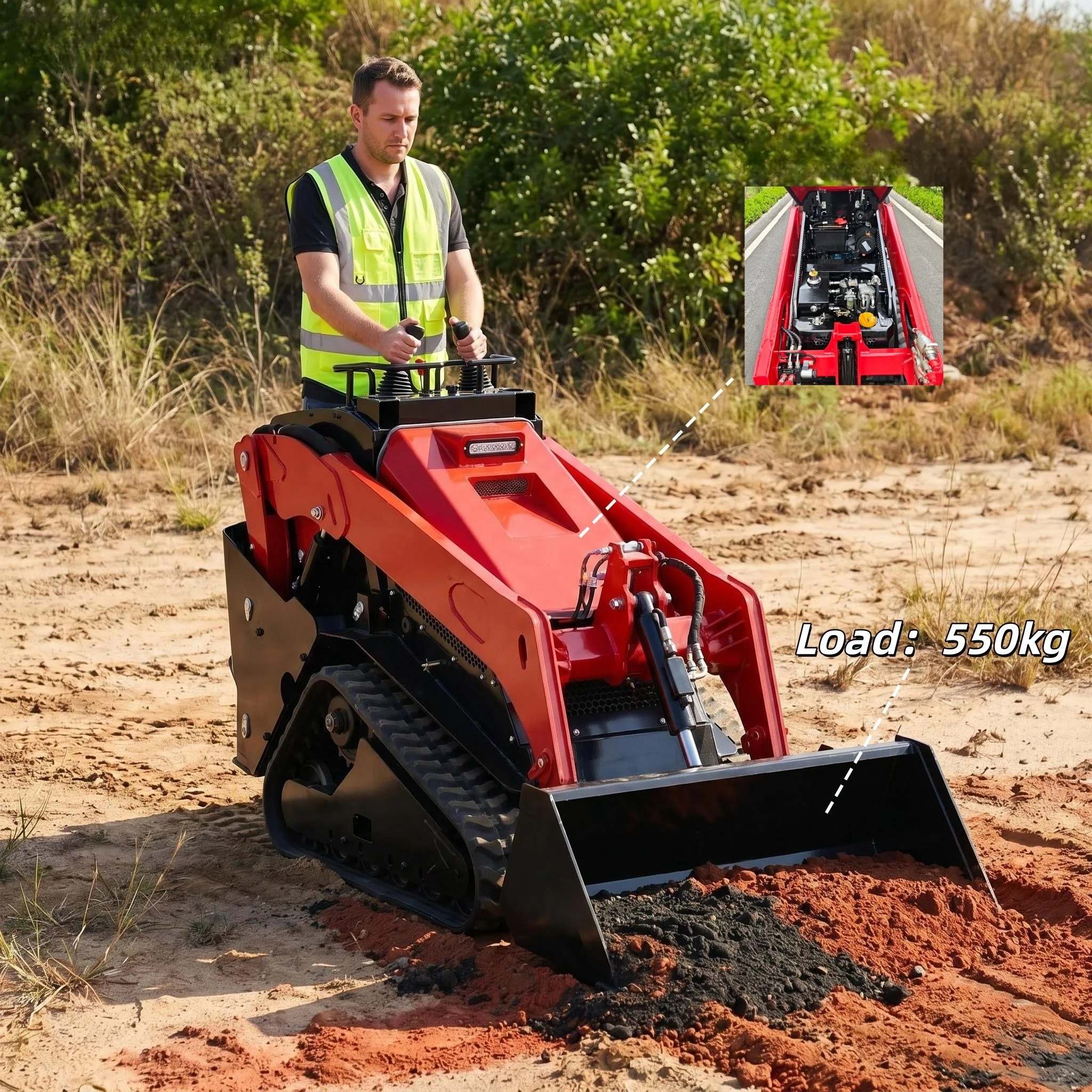 Track Type Skid Steer Loader for Landscaping Construction Custom Tracked Compact Track Loader with Multi Attachments