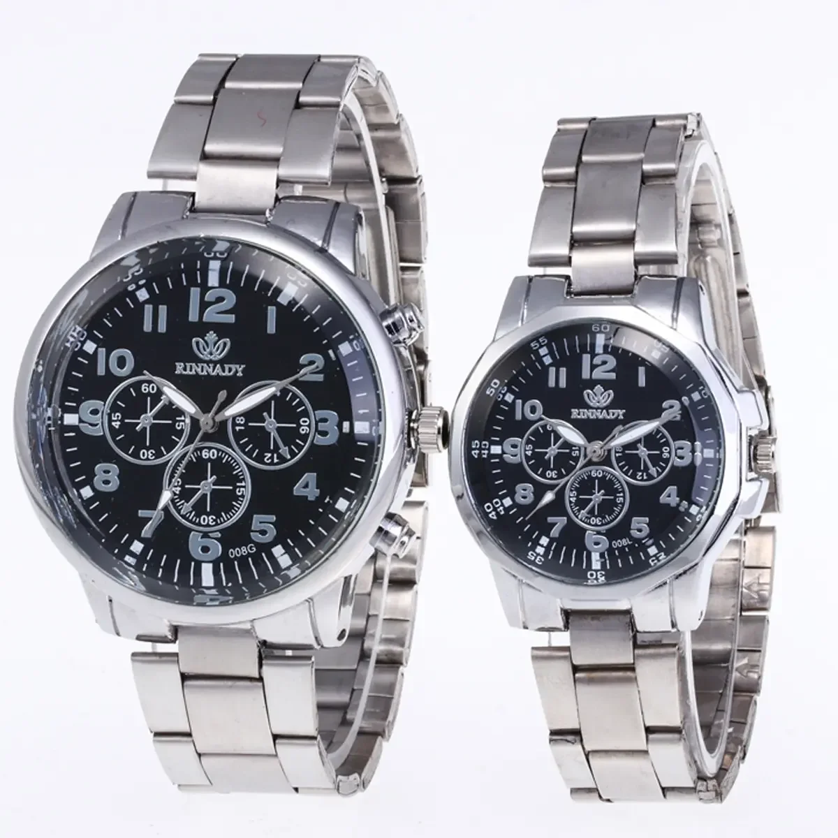 2pcs Classic Simple Quartz Watches Stainless Steel Watch Couple Watch