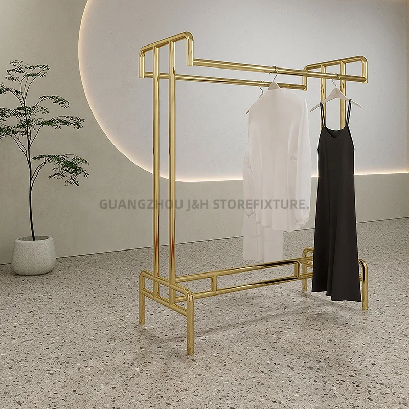 カスタム・リテイルブライダルストアヘビーデューティー衣料品ラックダブルハンギングレール衣料品陳列ラックブティック衣料品ディスプレイラック