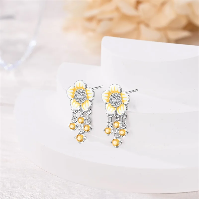 2025 New Women\'s 925 Silver Apple Strawberry Cherry Spring Flowers Colorful Sweet Romantic Earrings Engagement Party Jewelry