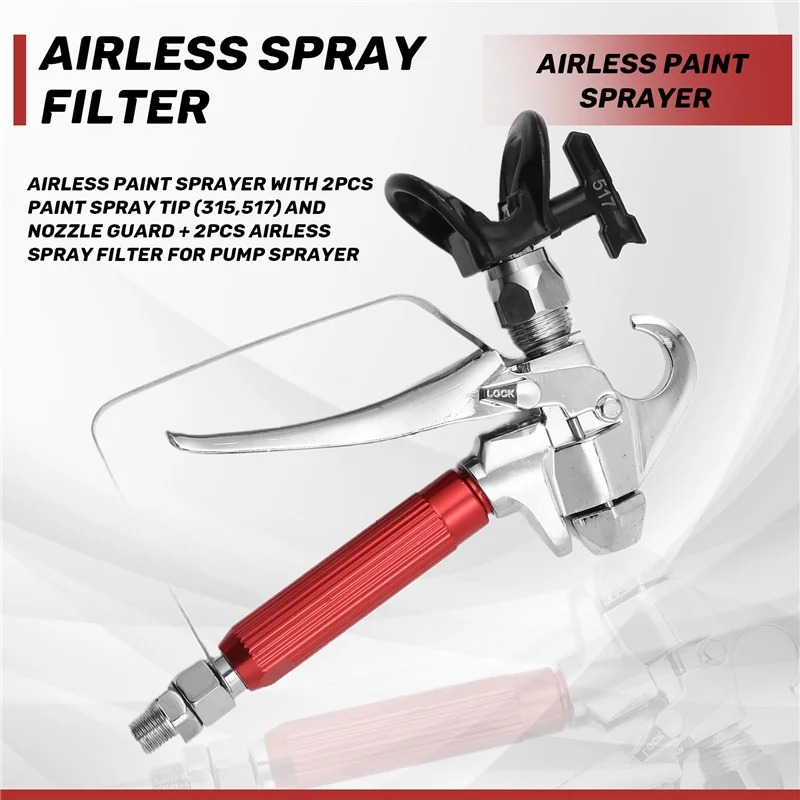 

A45M-Airless Paint Sprayer With 2Pcs Paint Spray Tip (315,517) And Nozzle Guard + 2Pcs Airless Spray Filter For Pump Sprayer