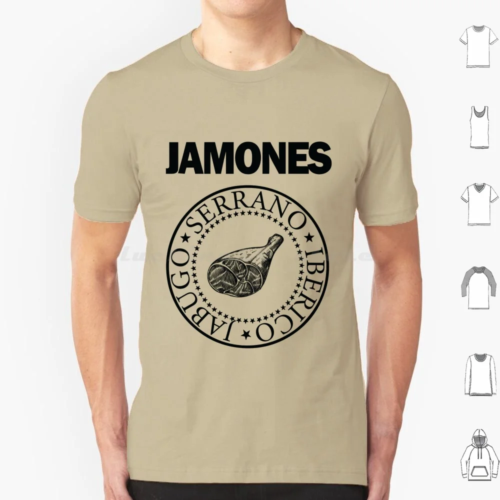 Camiseta versión negra para hombre y mujer, camisa con tipografía de música Punk, Jamón curado, Jamón español, Jamón Serrano Ibérico, Jabugo, 6xl