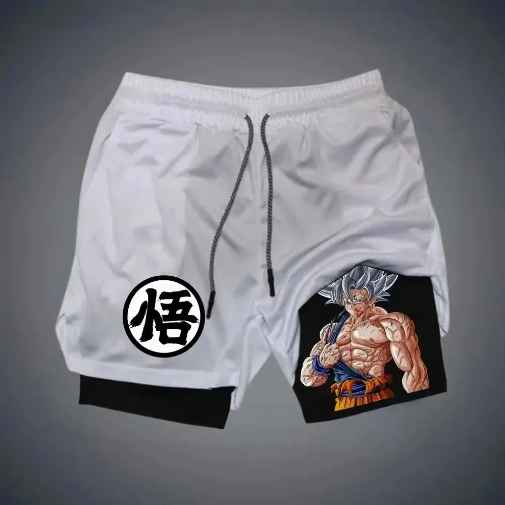 Dragon Ball Wukong Printed Double Layer Shorts Elastic Men's and Women's Spring and Summer Breathable Sports Shorts