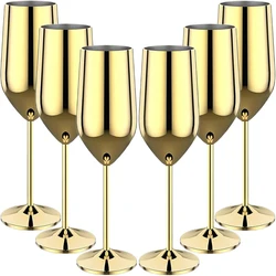 6Pcs Stainless Steel Unbreakable Metal Wine Glasses 220ml Cocktail Cups for Bar Drinking Glasses