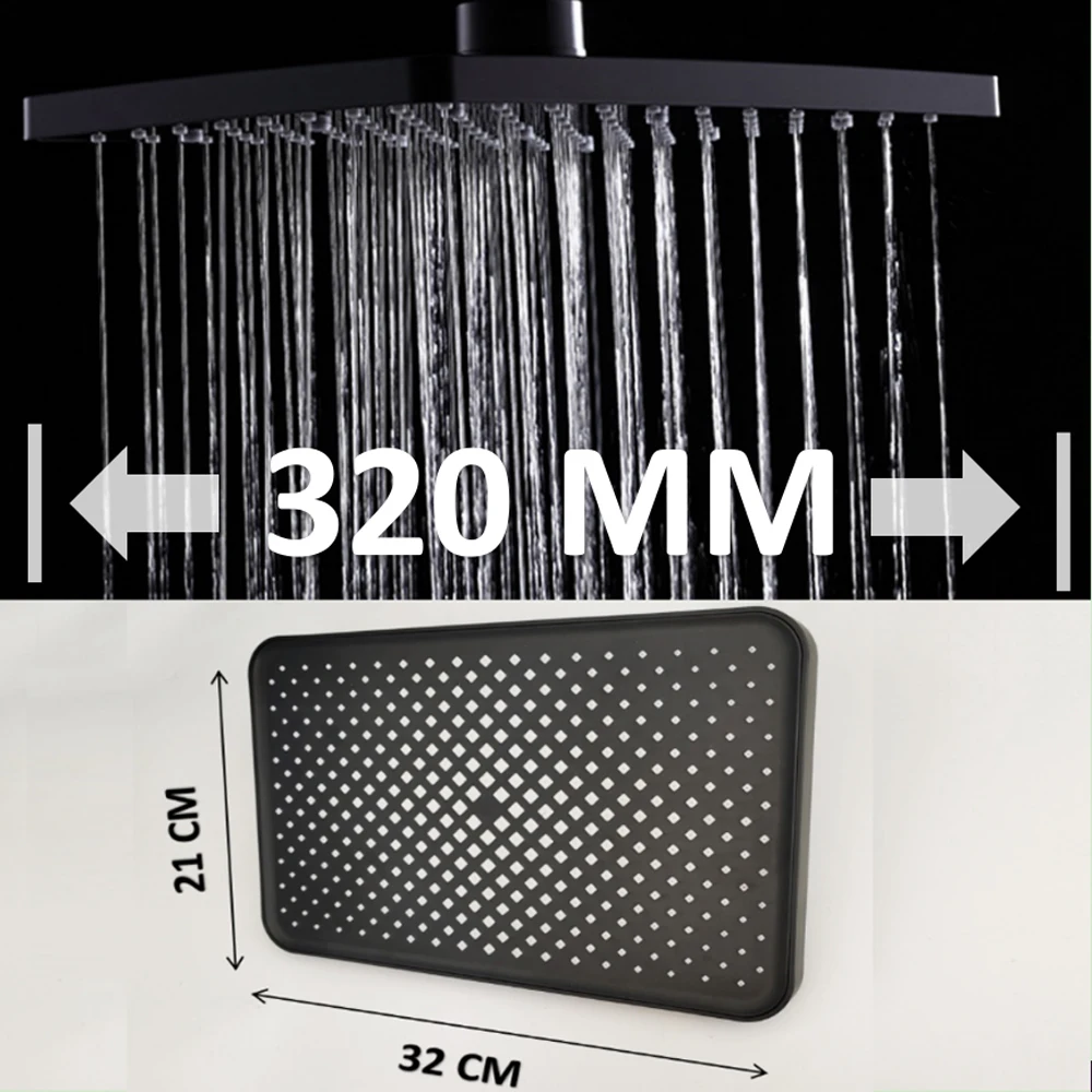 Big Panel Large Flow Supercharge Rainfall Ceiling Mounted Shower Head 360 Rotation High Pressure Abs Thicken Bathroom Shower