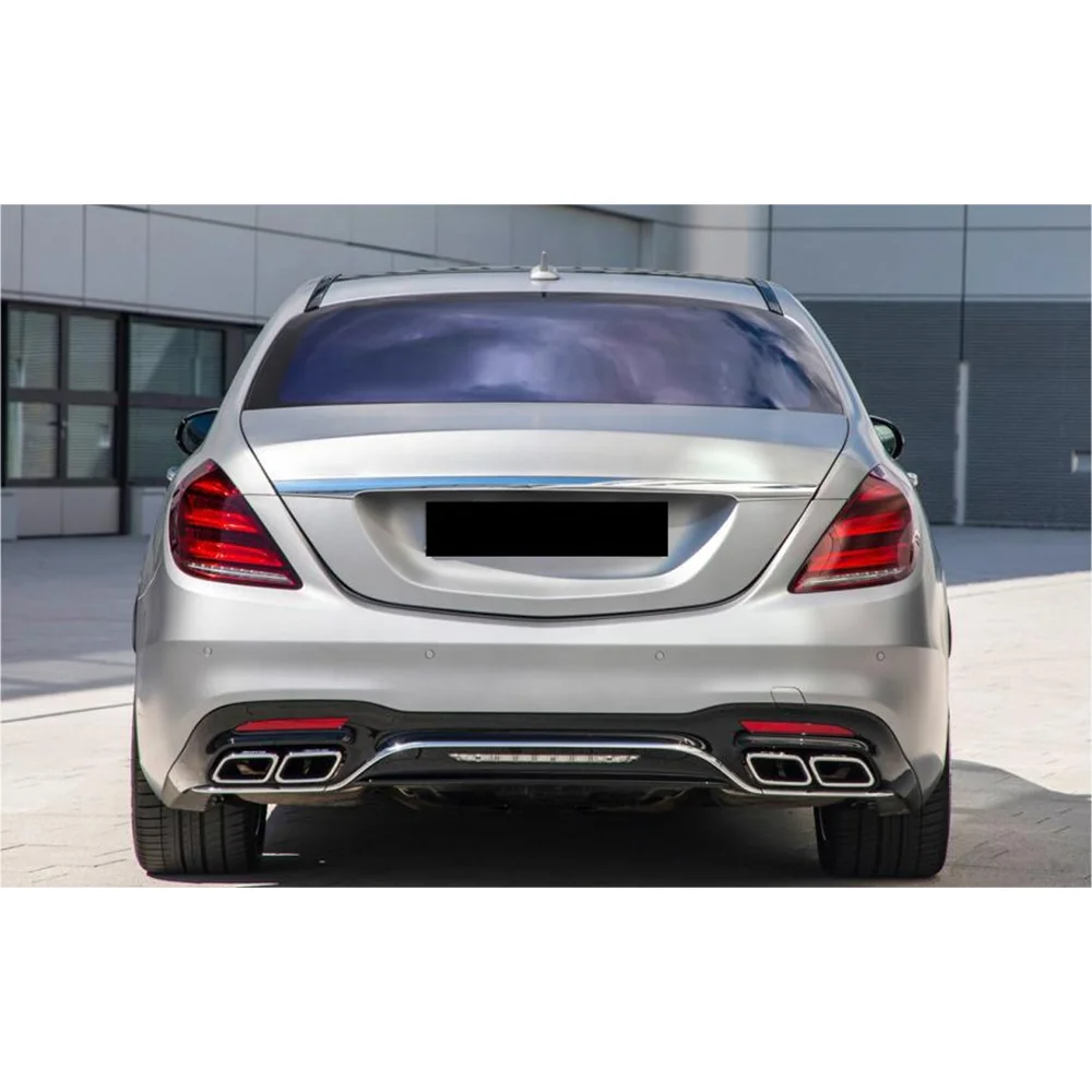 S Class W222 2018-2020 Upgrade to S63 Style Body Kit Front Bumper Rear Lip Exhaust Pipe Grille Side Skirt Headlight Tail Light