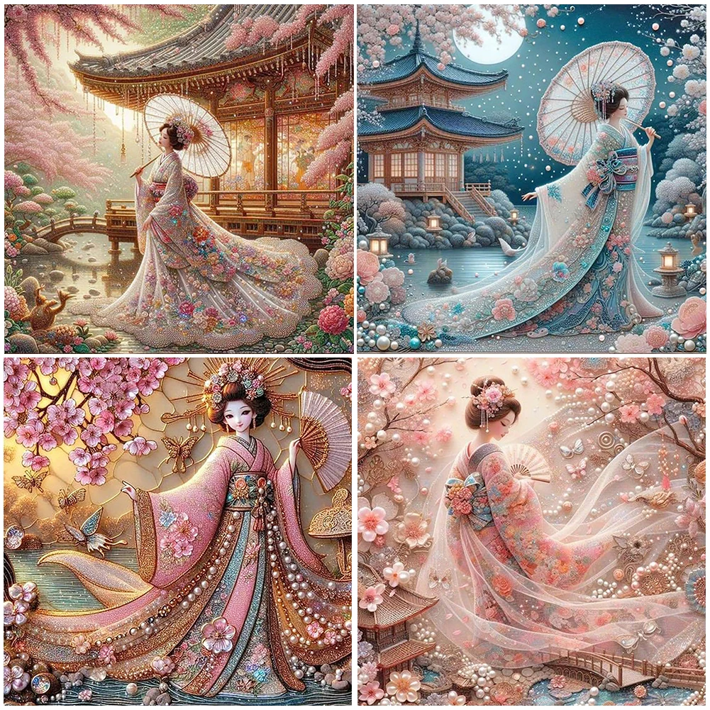 5D DIY voller runder Bohrer Diamant Malerei japanische Geisha Schönheit Dekor Kunst Handwerk DIY Geburtstagsgeschenke Weihnachtsfeier Home Decor