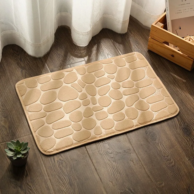 Cobblestone Embossed Bath Mat Non-slip Carpets Water Absorption Washable Bathtub Floor Rug Shower Doormat Bathroom Decor