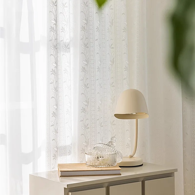 Modern Minimalist White Hollow Embroidered Gauze Curtain 1pc Embroidered Rattan JapaneseStyle Blackout White Mirror Veil Curtain