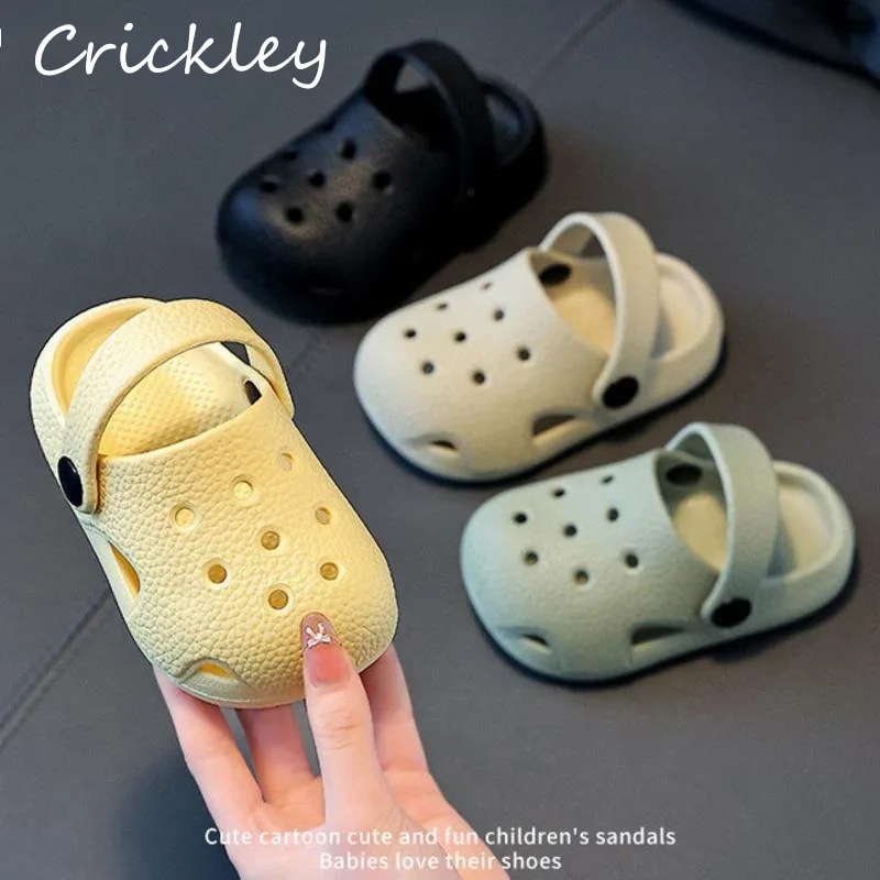 

Solid Casual Kids Summer Slippers PVC Waterproof Anti Slip Baby Boys Girls Beach Shoes Soft Toddler Children Clog Slippers