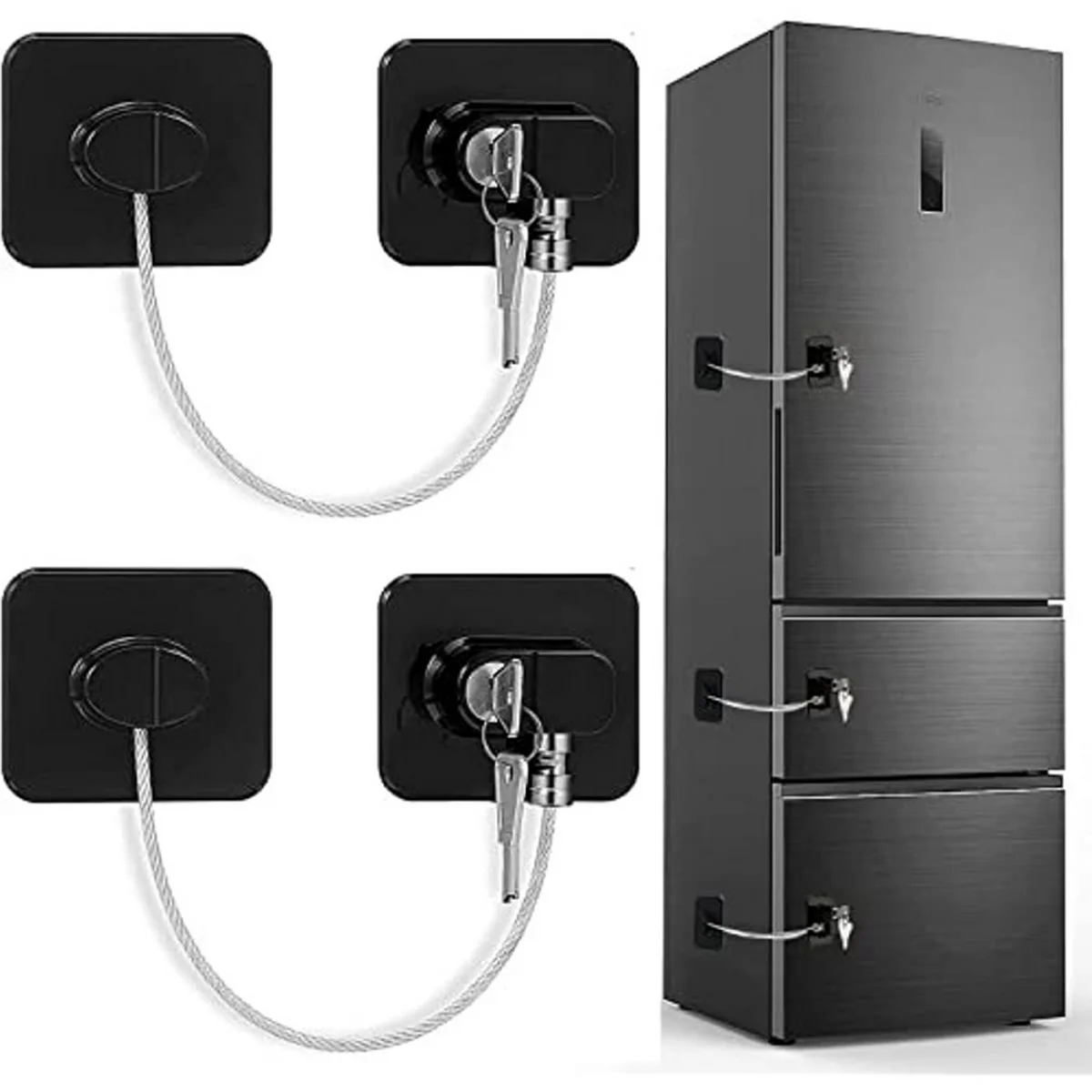 Child Protection Window & Sliding Door Buckle Lock Punch-Free Stoper Refrigerator Safety Lock - Easy Installation