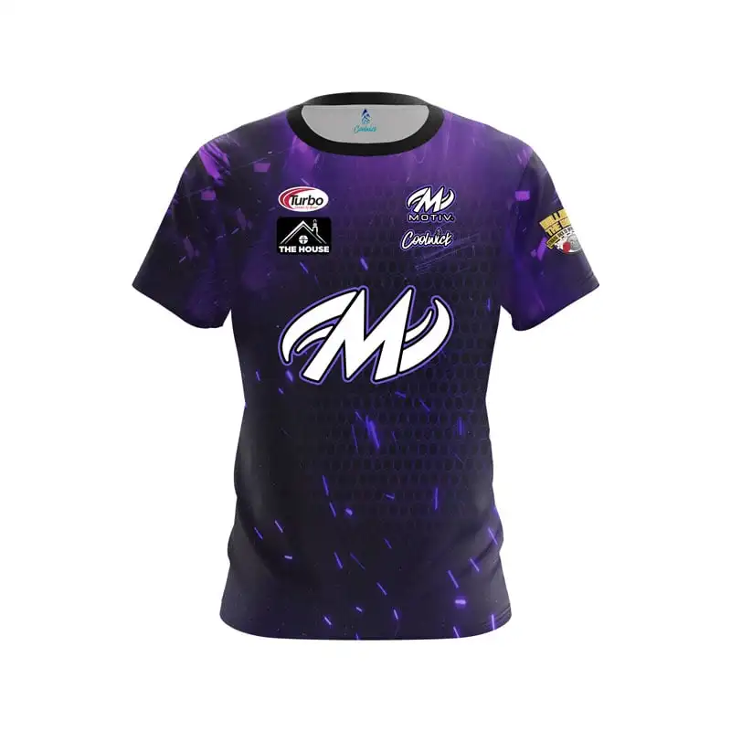 Neues Herren Motiv Purple Particle Gradient Bowling-Trikot Kurzarm Performance Sport-T-Shirt Pro Bowler Fan Casual Streetwear Top – Detail 3