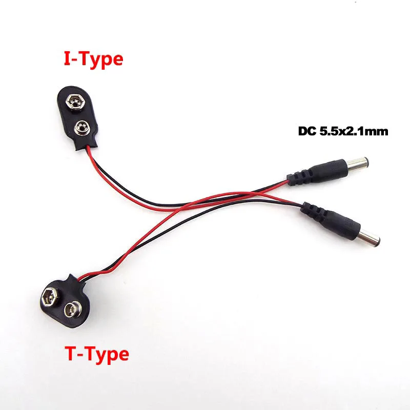 5/10Pcs 9V Battery Clips Connector Buckle Connect wires Black Red Cable Connection R23