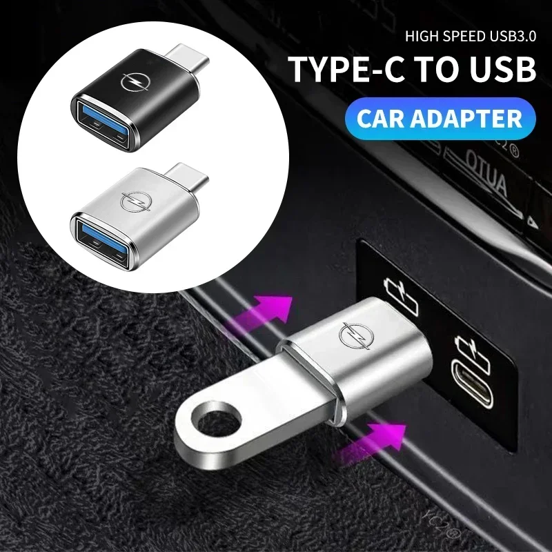 Car Type-C To USB-A Interface Mini Converter Charging Adapter For Opel Astra Insignia Mokka Zafira Corsa Vectra Antara Meriva