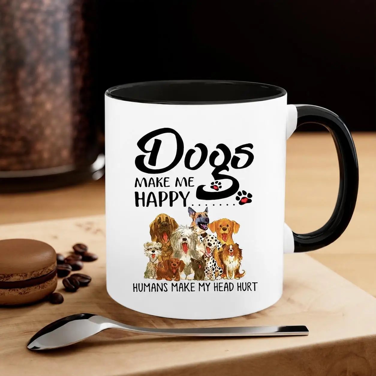 Happy Dogs Ceramic Mug (Humans Make My Head Hurt) - Perfect for Pet Lovers and Coffee Enthusiasts | Whimsical Dog Art Mug