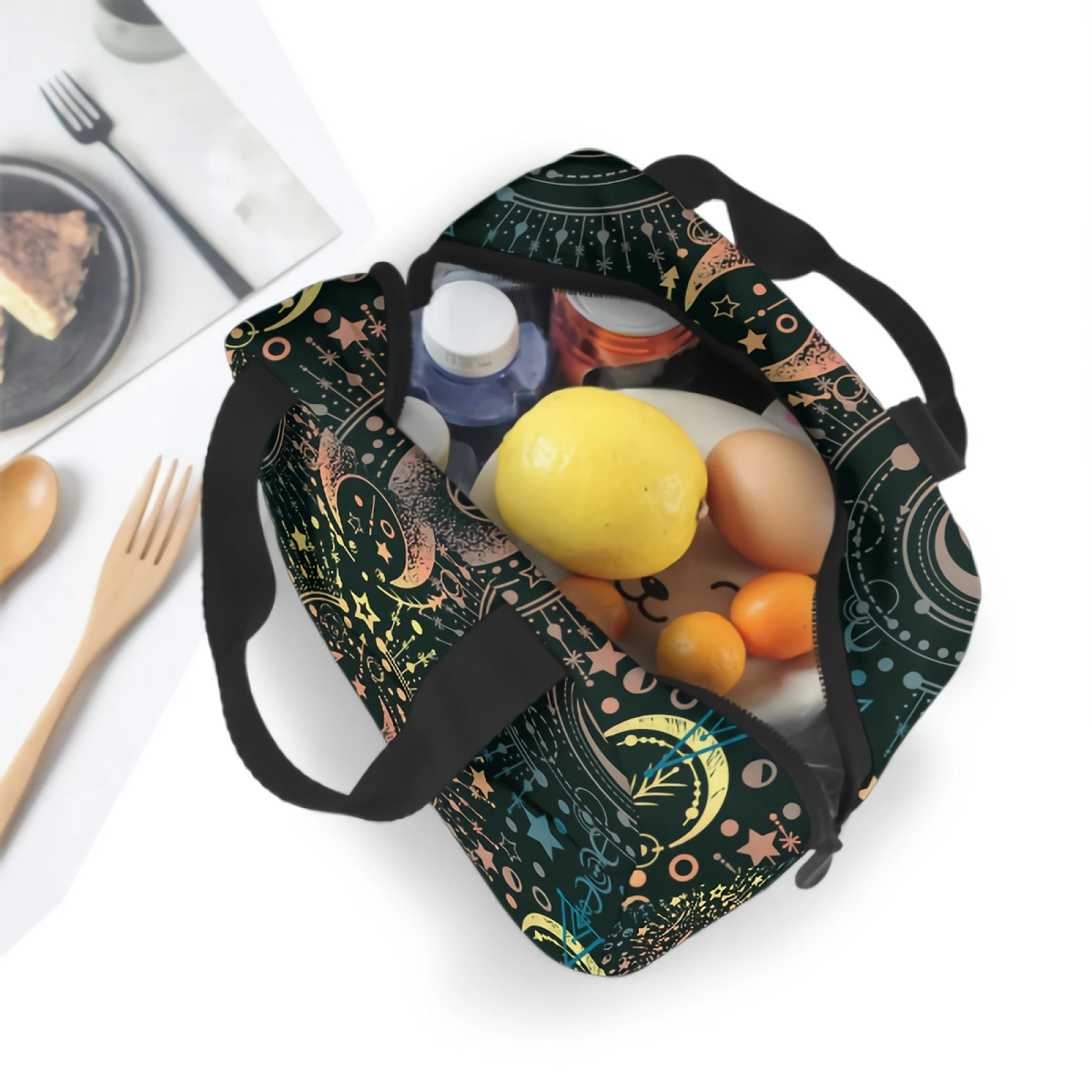 Bolsa de almuerzo mágica Moon & Star Alchemy, bolsa de mano para adultos, caja de almuerzo reutilizable, contenedor para mujeres, hombres, escuela, trabajo de oficina