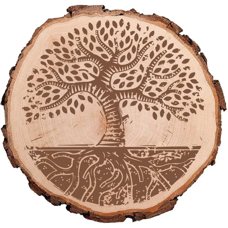 1 pc Tree of Life Natural Round Wood Slices Undrilled Rustic Wooden Circles Discs Sheet for Arts Craft Party Home