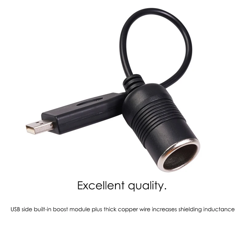 Wired Controller Converter Adapter USB Port to 12V Car Lighter Socket Female Power Cable for Xiaomi Power Bank_A02I