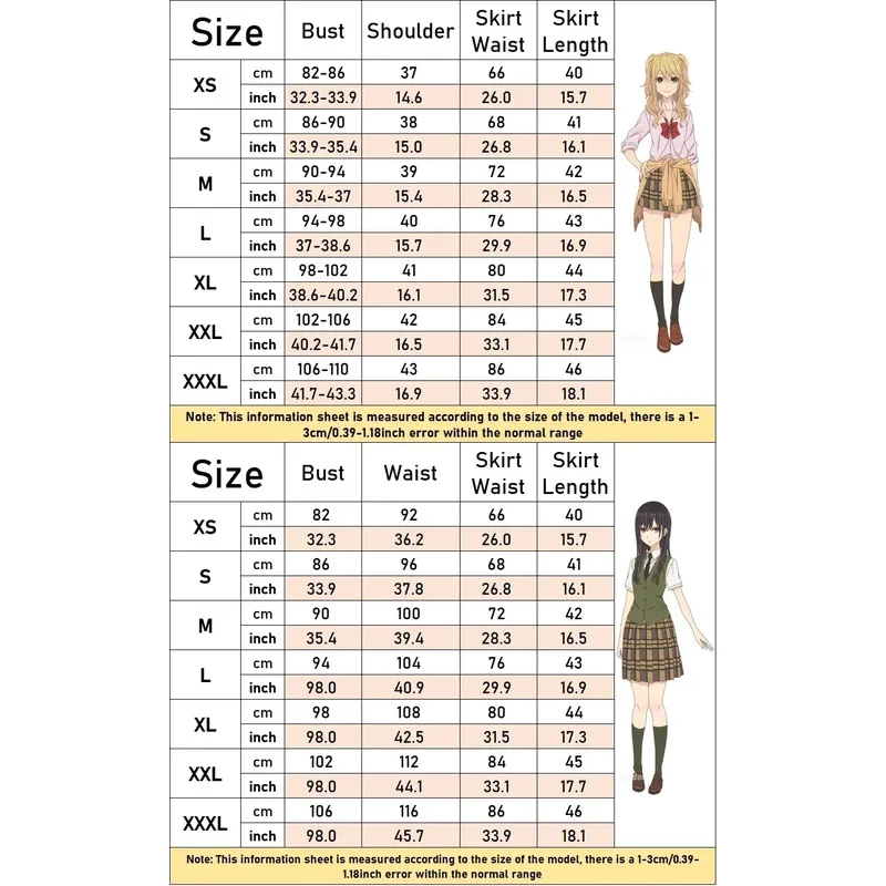 Anime Cosplay Costume pour femme, Aihara Yuzu, Aihara Mei, uniforme scolaire, jupe trempée, perruque, fête d'Halloween