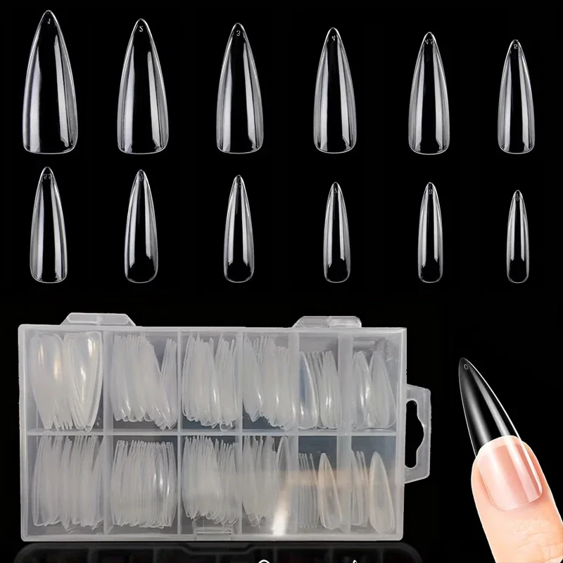120/240 künstliche Nagelspitzen, transparente extra-lange Stiletto-Nägel, Werkzeuge zur vollständigen Nagelverlängerung – Detail 1