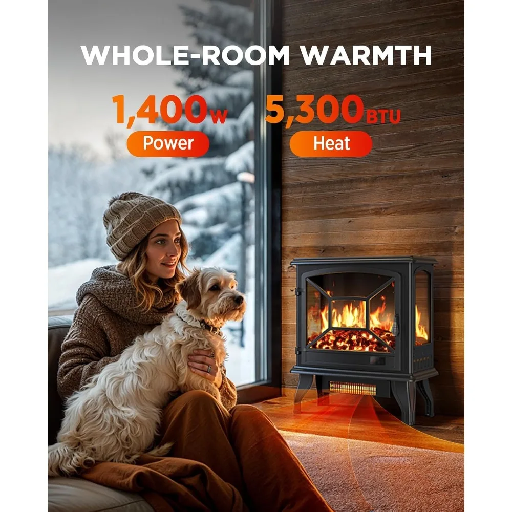 Electric Fireplace Heater, Quick Heating Portable Fireplace with App & Remote,24″ Electric Corner Fireplace Low Noise wit