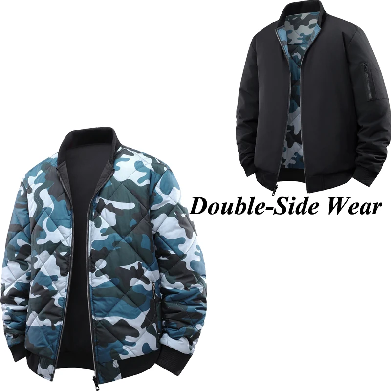 Winter Mens Warm Down Parkas Fashion Men Double-Side Wear Thermal Baseball Parkas Outdoor Men Thick Windbreaker Padded Jackets