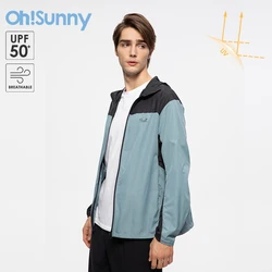 OhSunny Jackets Men Contrasting Color Coat Sun Protection Breathable Anti-UV Outwear 2024 Spring Summer Outdoors Camping Hiking