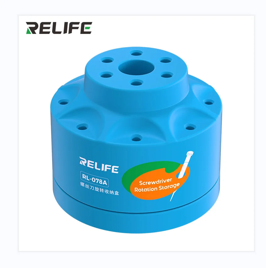

RELIFE RE-078A Screwdriver Rotating Storage Box/14 Holes For Neat Storage/Soldering station tips Holder/Screwdriver set Holder