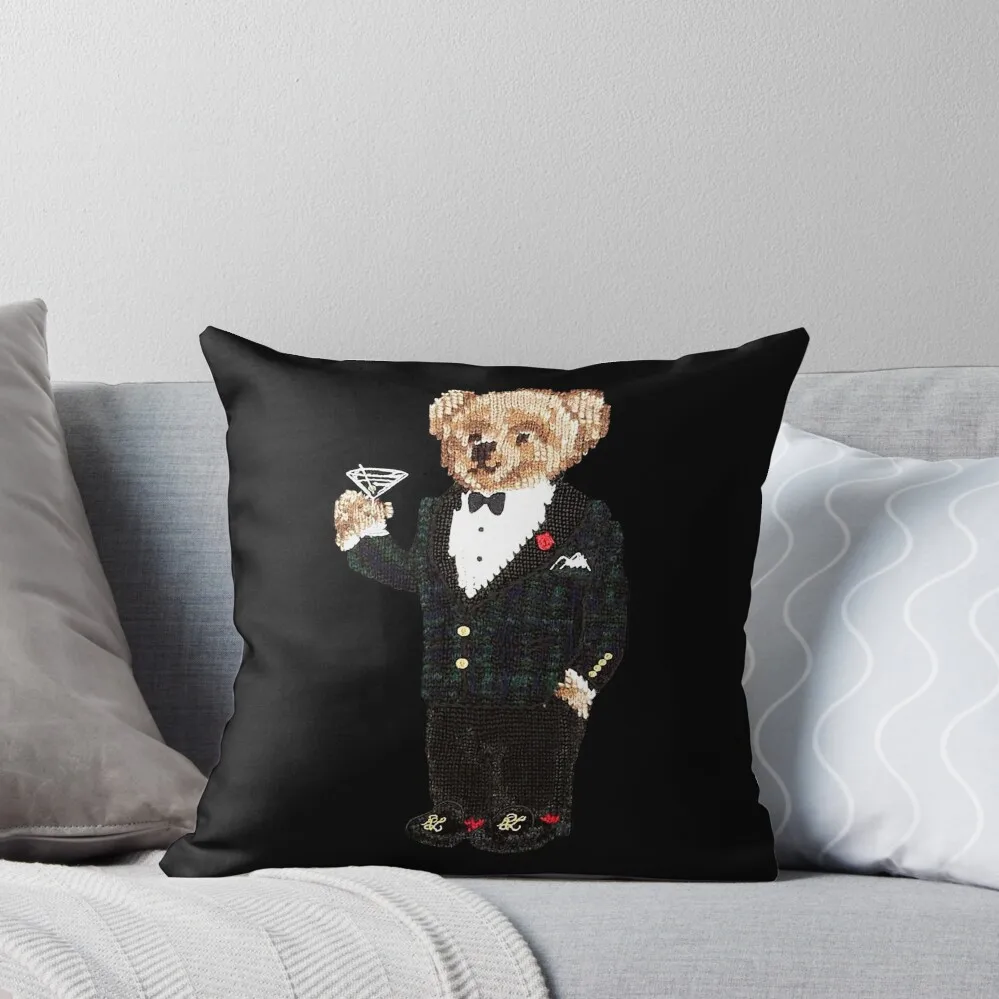 Gentleman Bear Throw Pillow Luxury Pillow Case Cushion Cover christmas supplies pillow