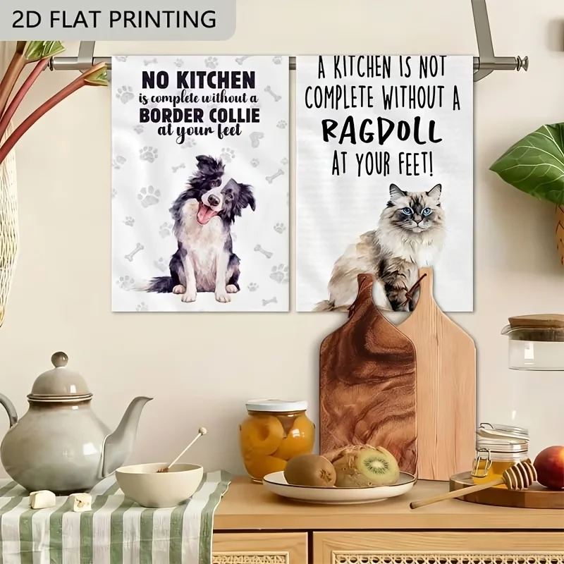 2-Pack Small Animal Letter Kitchen Towels, Dish Towels, Hand Towels, Holiday Decorative Hand Towels, Soft Absorbent Drying Cloths, Kitchen Decor, Table Decor, Kitchen Supplies, Home Decor