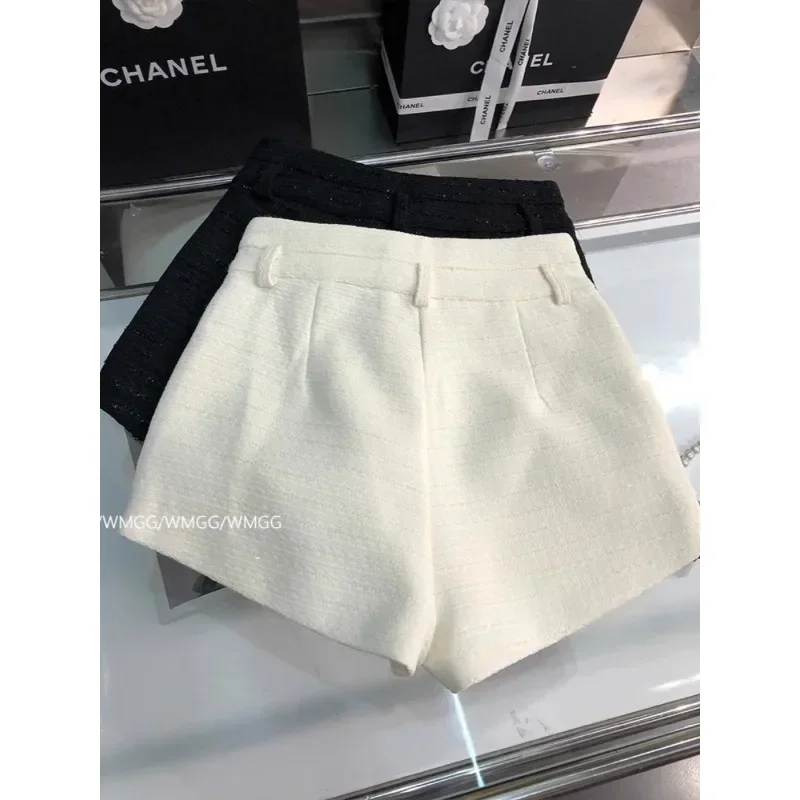 Spring and Autumn Woolen Shorts Female Outer Wearing Black Casual Short Leggings 2024 New Elegant Woman High Waist Booty Shorts
