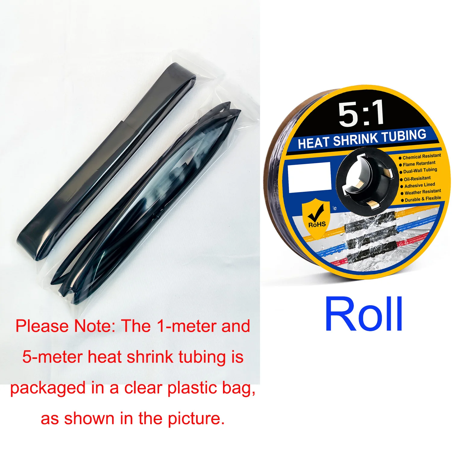 Ein Rollenpack 5:1 Schrumpfschlauch, Ø4mm bis Ø32mm, doppelwandig, mit Klebstoff ausgekleidet, wasserdicht, für industrielle Anwendungen – Detail 11