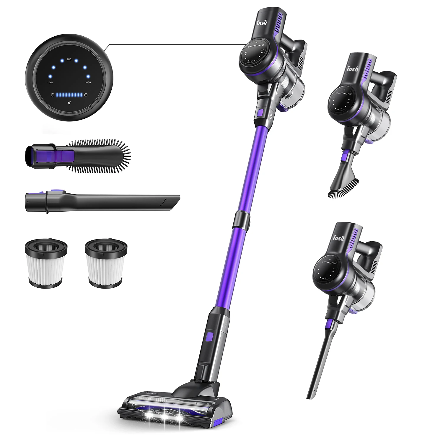 INSE S7P Cordless Vacuum Cleaner, 26Kpa Powerful Suction Free-Stand 6 in 1 Handheld Stick Vacuum for Carpet Hard Floor Car