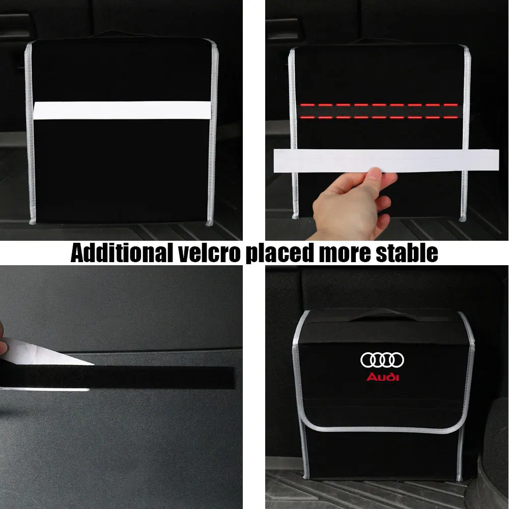 For Audi SLINE A3 8P S3 A4 B8 B7 A6 C5 C7 A5 Q3 Q5 Q7 TT A1 TT RS Quattro Car Logo Trunk Storage Box Felt Folding Organizer Case view 3